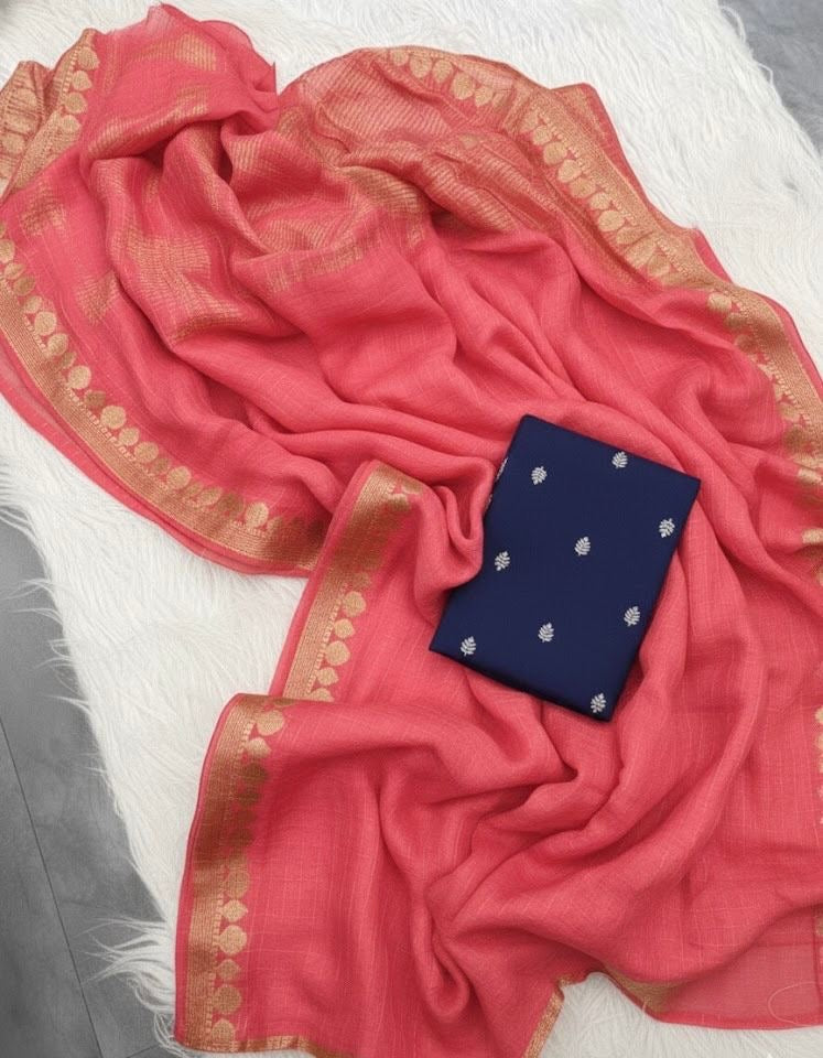 Viscose georgette with traditional jari checks