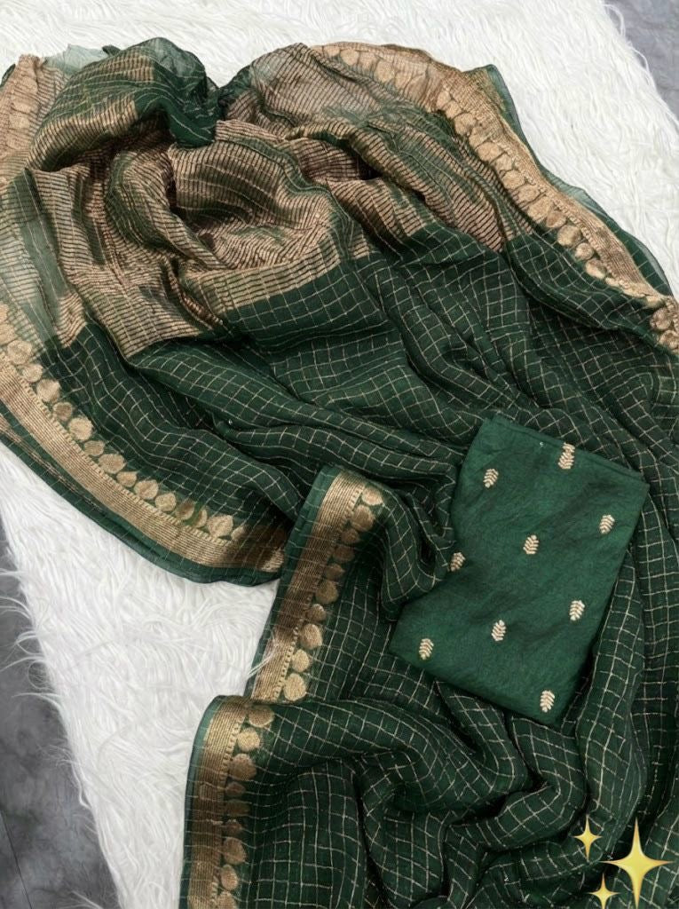 Viscose georgette with traditional jari checks