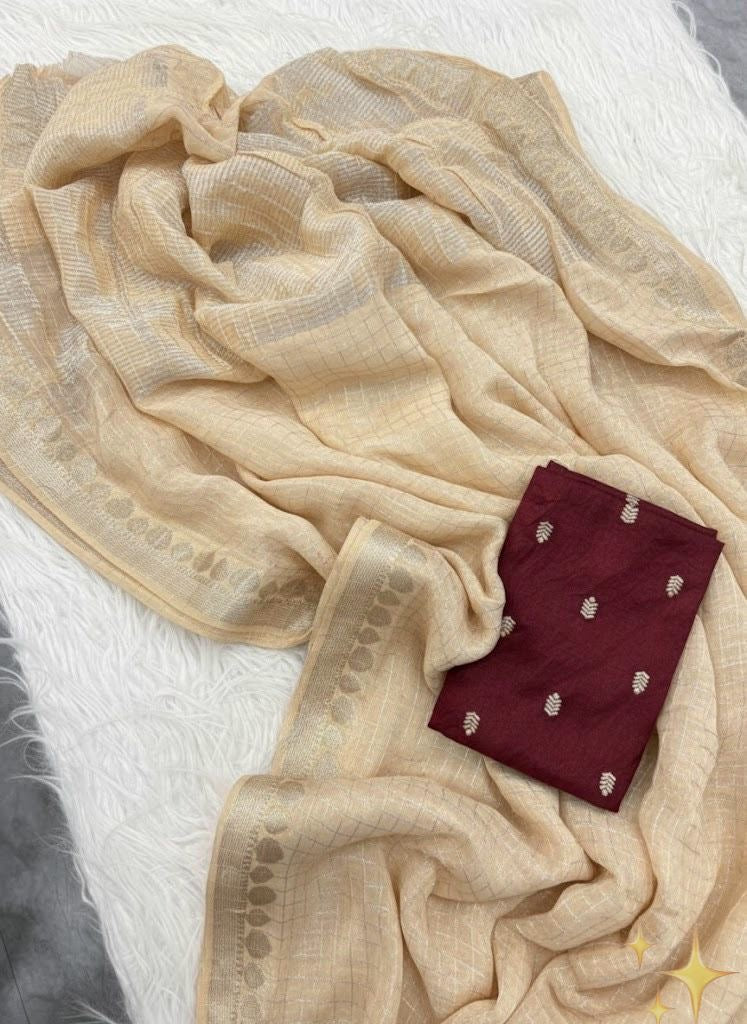 Viscose georgette with traditional jari checks